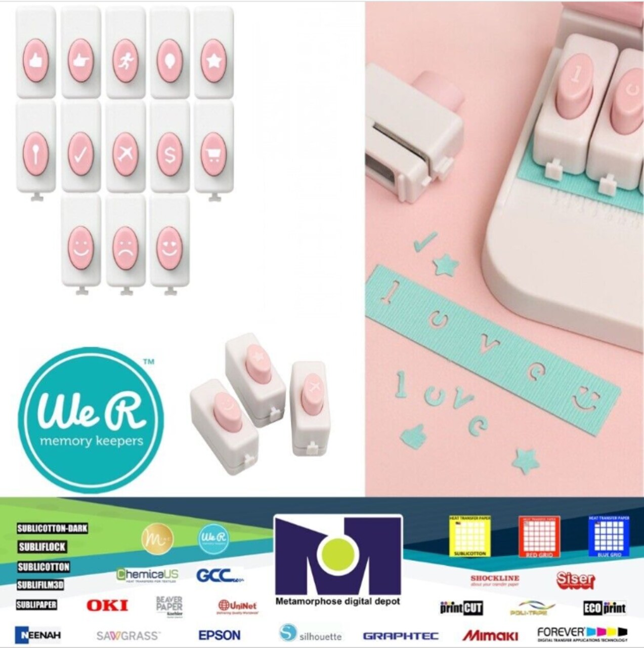 We R Memory Keepers Word Punch Board Punches-Planner Icons 661423